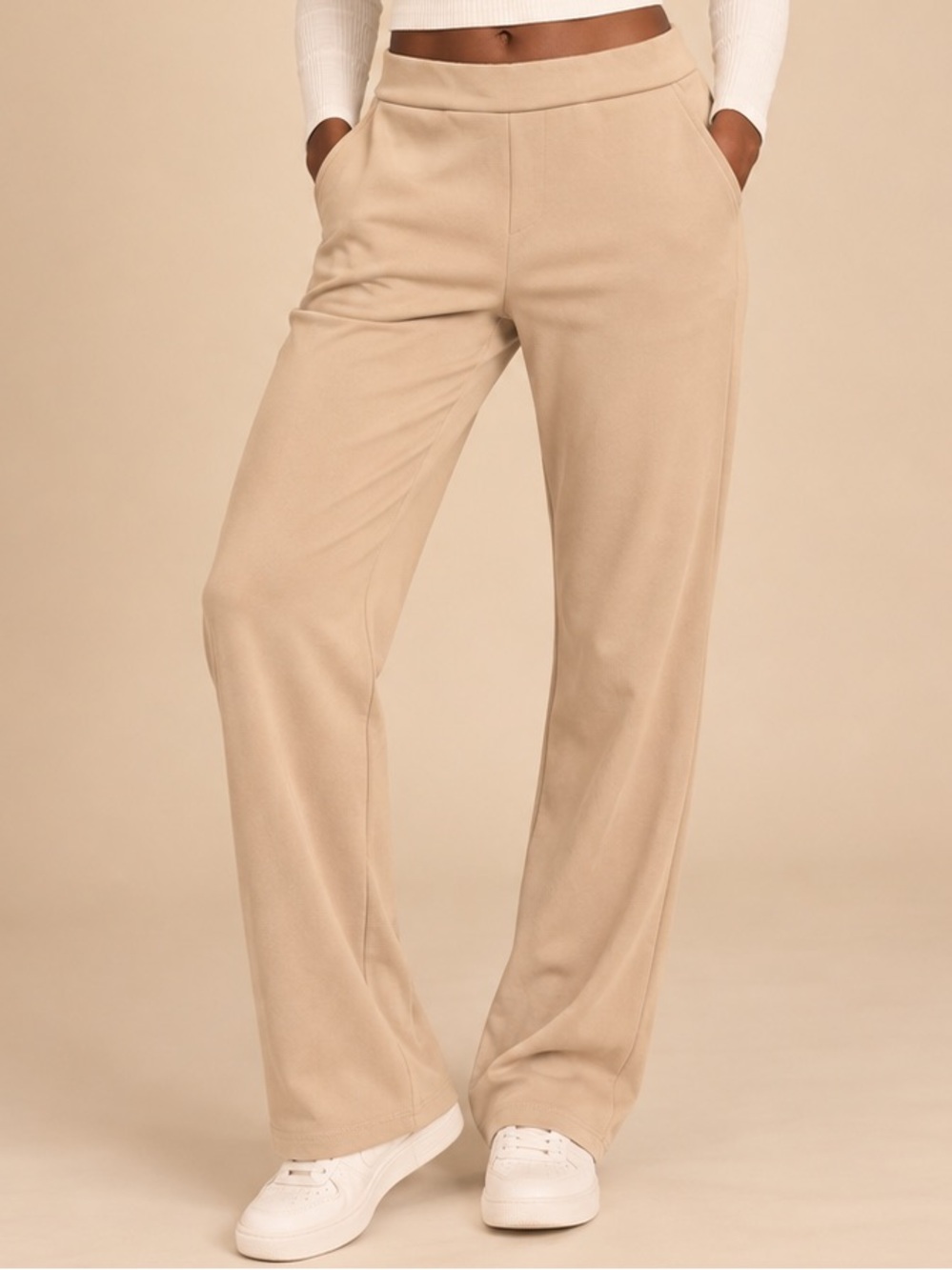 Papaya Tan High Rise Straight Leg Trouser Pants S Minimalist